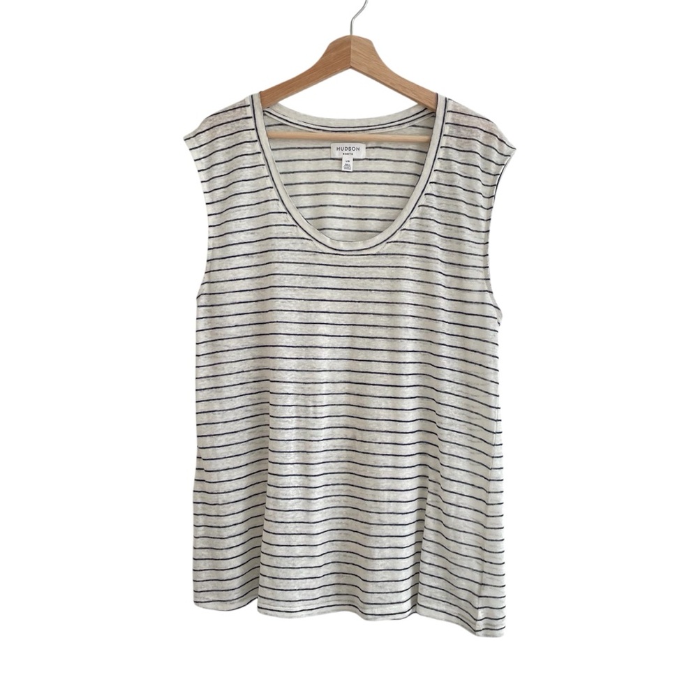 Hudson North Linen Tank Top Size Large Striped Coastal Resort